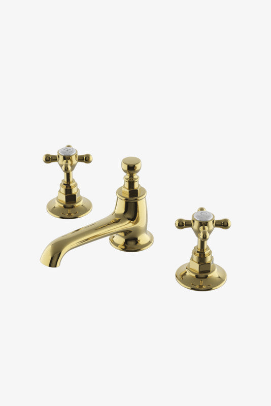 Highgate Low Profile Three Hole Deck Mounted Lavatory Faucet with Metal Cross Handles