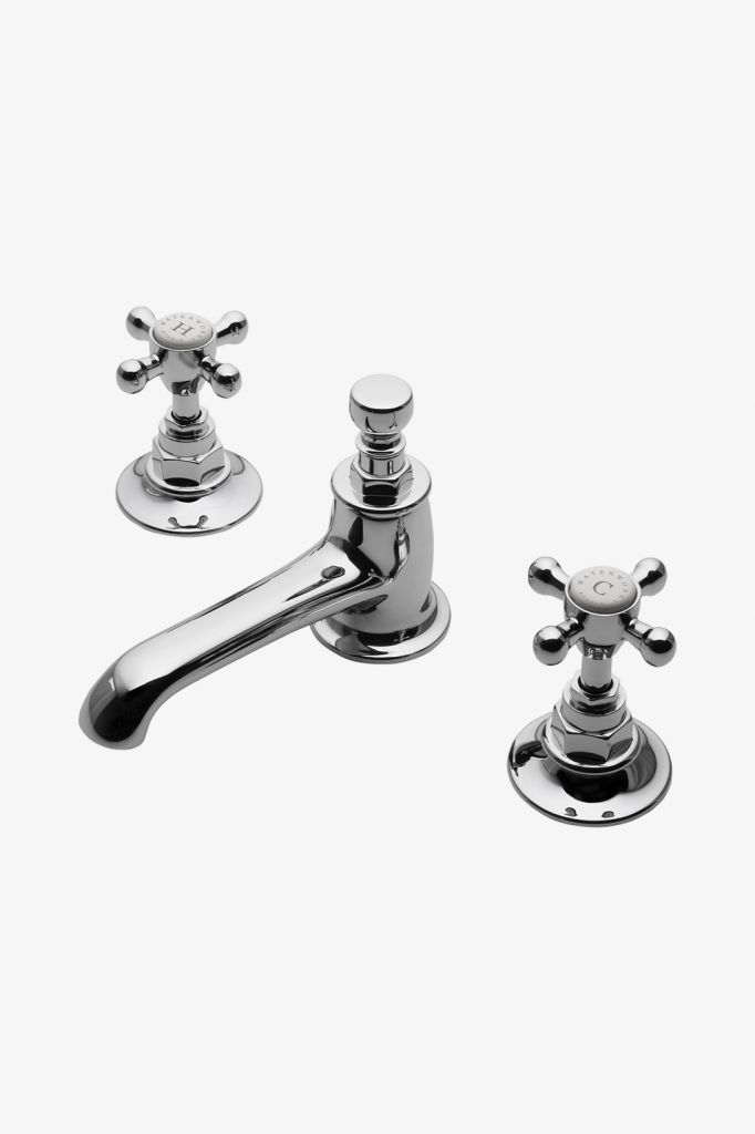 Highgate Low Profile Three Hole Deck Mounted Lavatory Faucet with Metal Cross Handles
